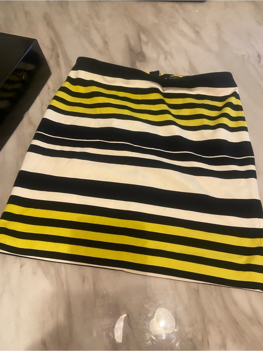 Striped Black White Yellow Mini Skirt